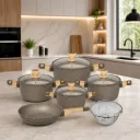 Batterie de Cuisine 10 Pièces Granit- Sizar- Grège