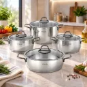 Batterie De Cuisine En Inox 18/10-Vivaldi Sedef 8 Pièces  - Argent