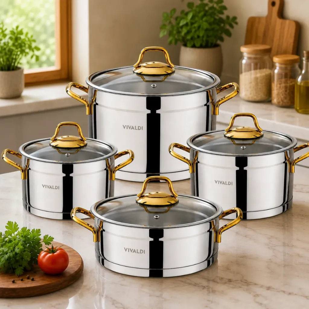 Batterie De Cuisine En Inox 18/10-Vivaldi 8 Pièces - Doré