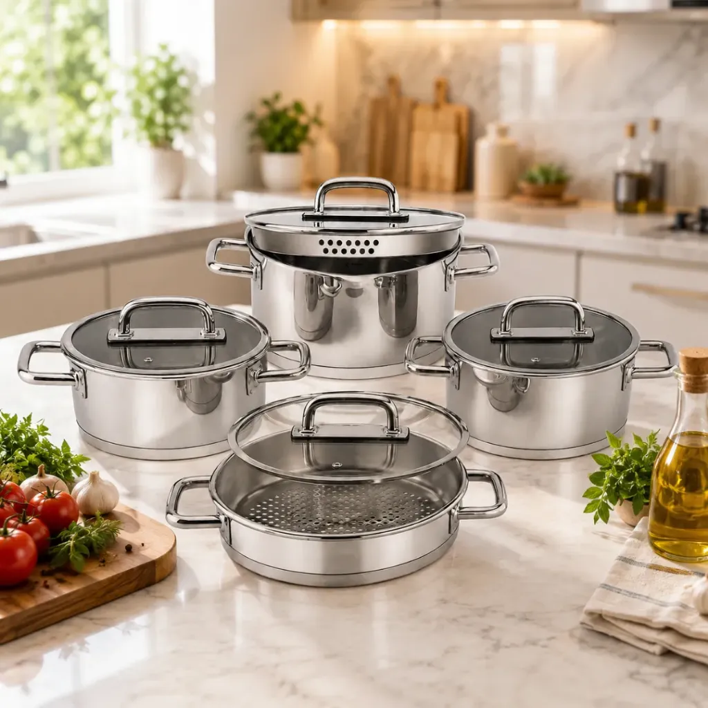 Batterie De Cuisine En Inox 18/10-Vivaldi Premium 8 Pièces - Argent