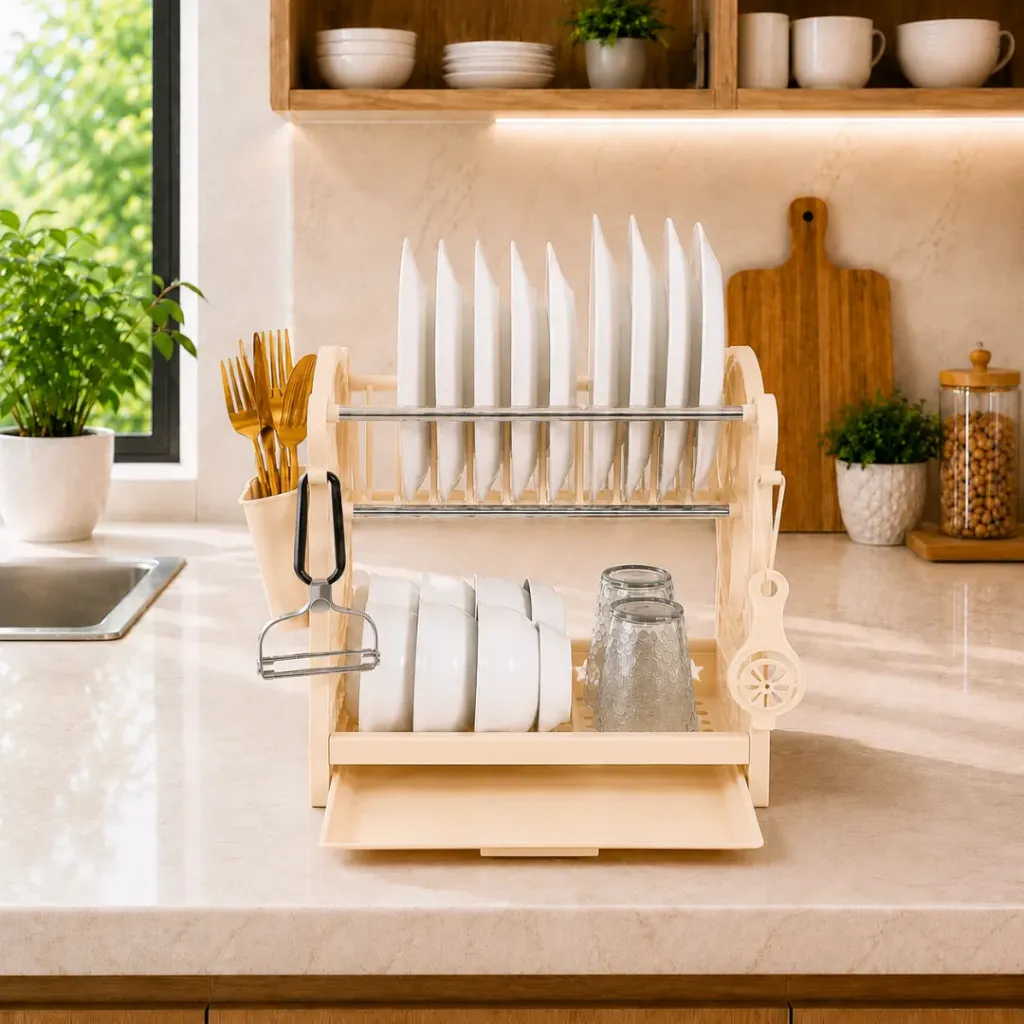 Egouttoir A Vaisselle En Plastique- Beige