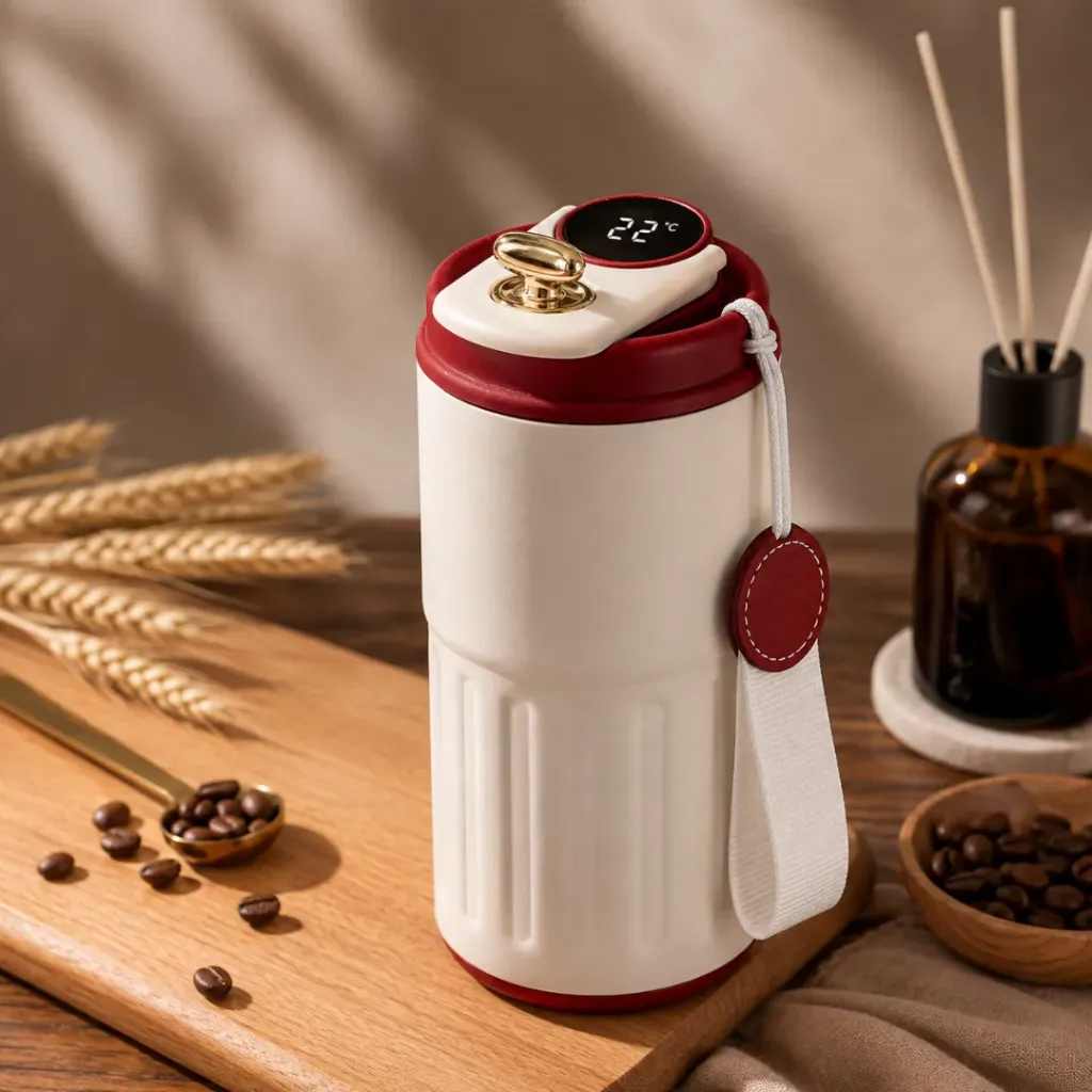 [SGM0530BG] Thermos Isotherme Avec Afficheur De Température Beige 400 ml