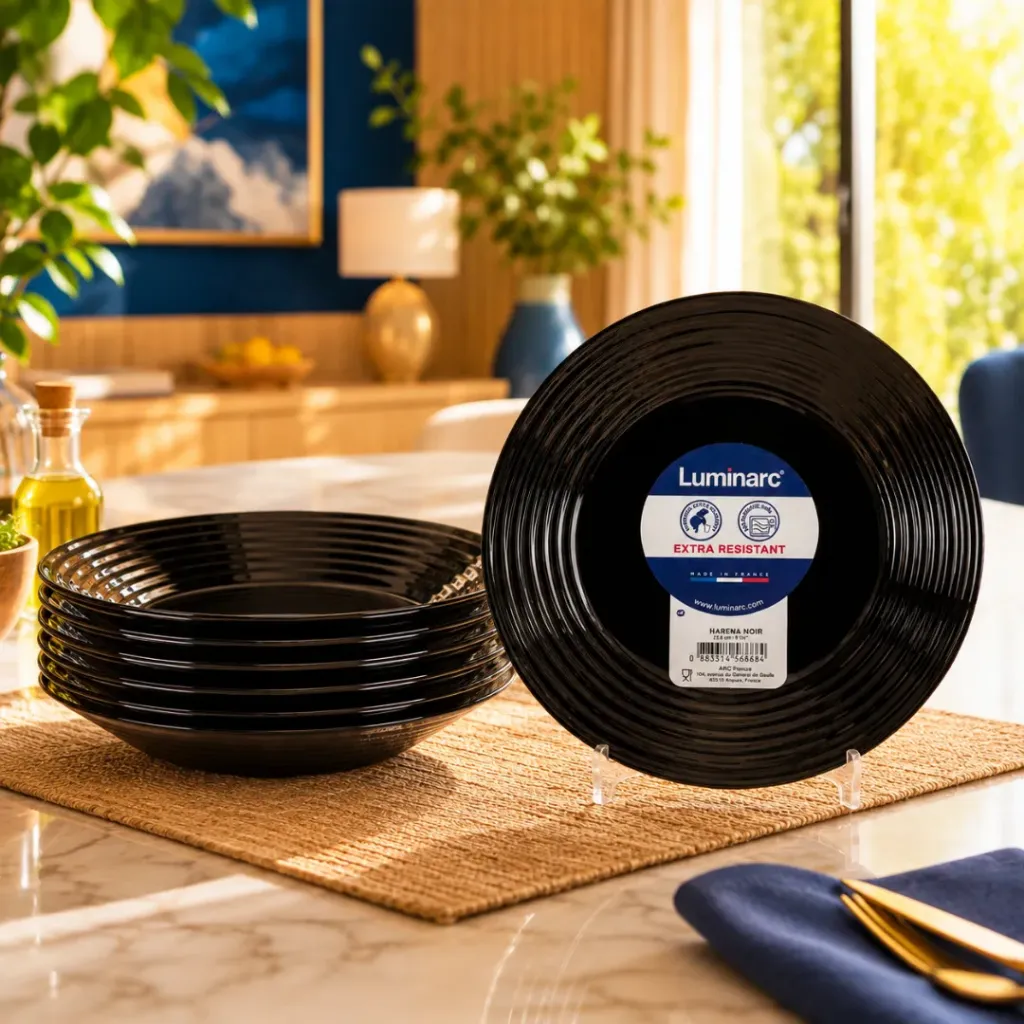 [SGM1368] Lot De 6 Assiettes Creuses Luminarc Harena Noir 24 cm