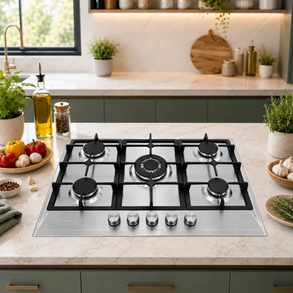[FH-7602SC] Plaque De Cuisson Encastrable En Inox 5 Feux Fonte- Florence