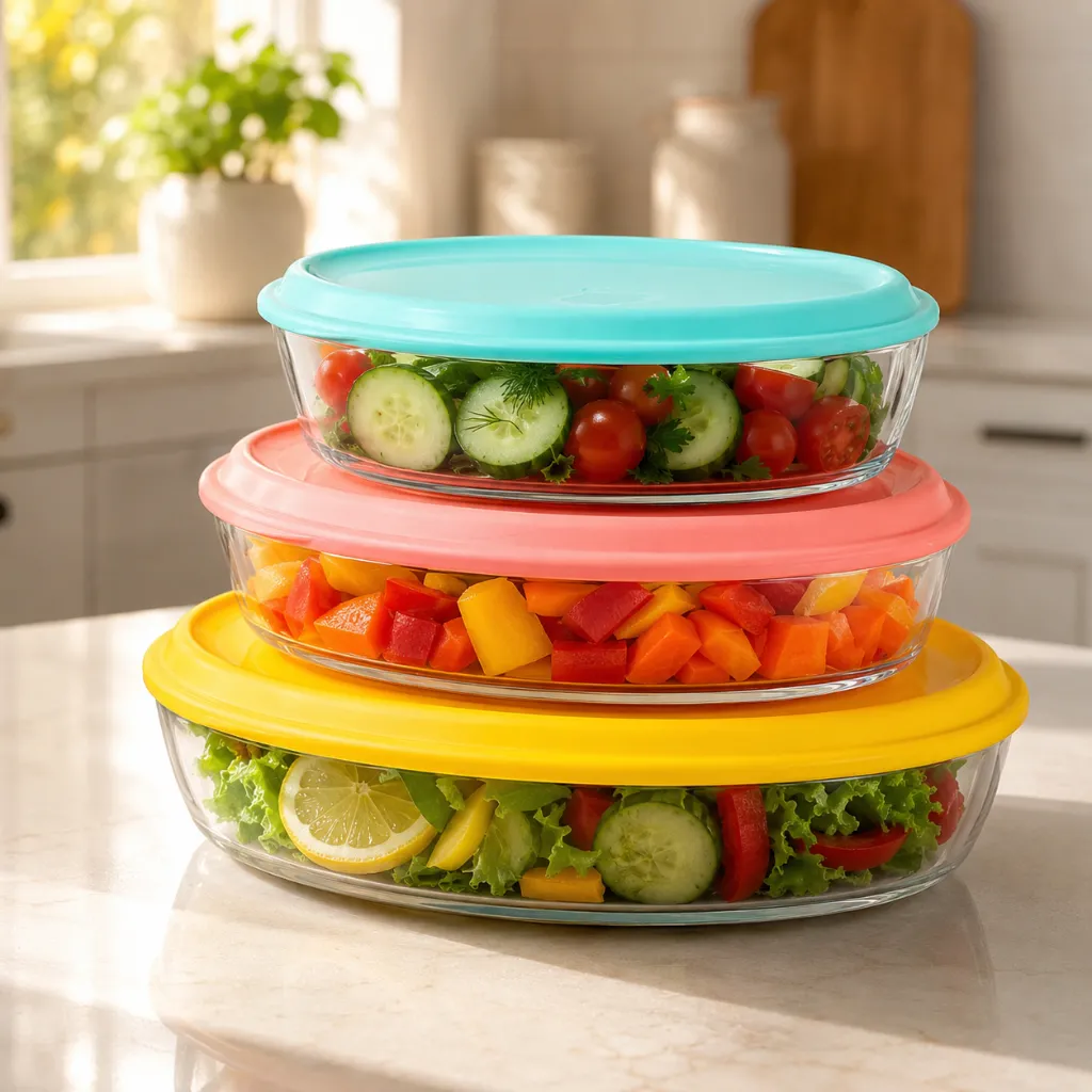 Ensemble De 3 Boîtes Ovales En Verre Avec Couvercles