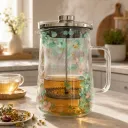 Théière A Piston En Verre Double Paroi 1L