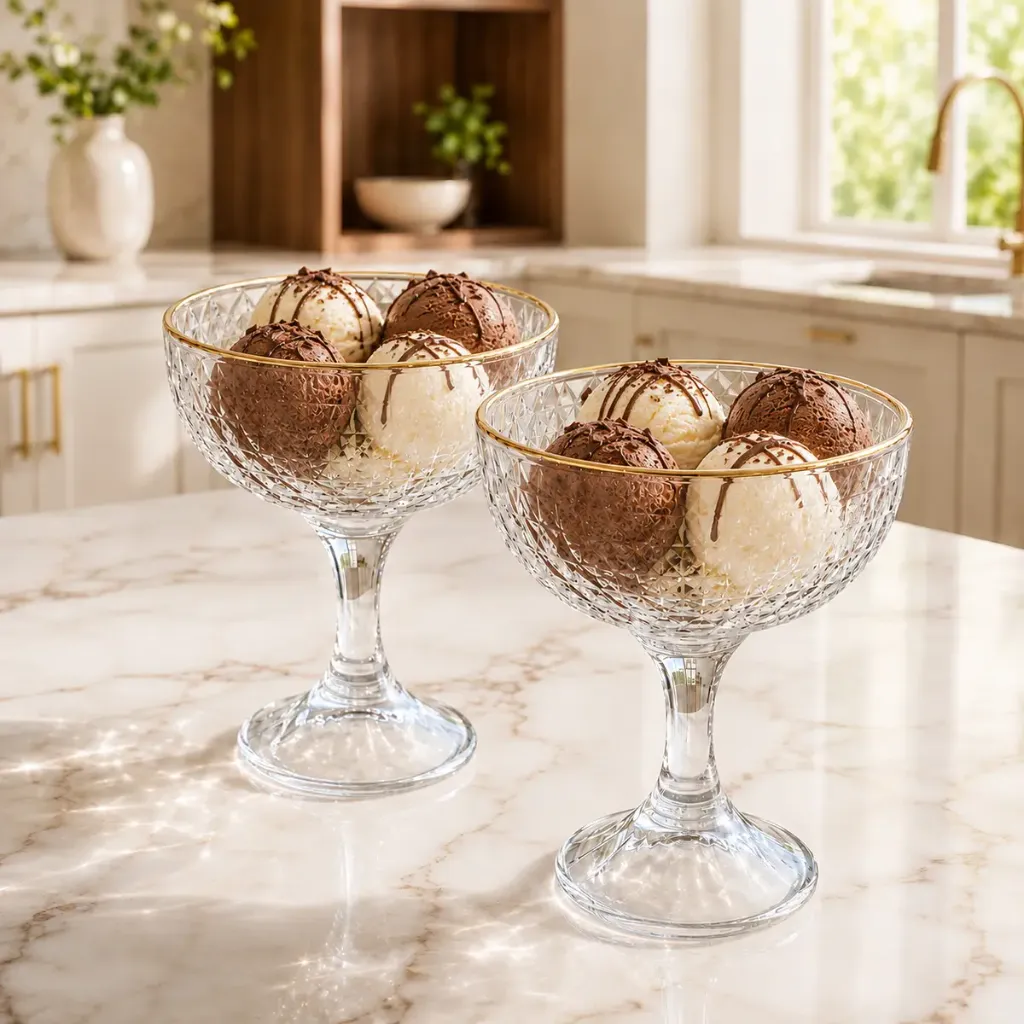 [HKS11-40] Lot De 6 Coupes A Glace En Verre 200 ml