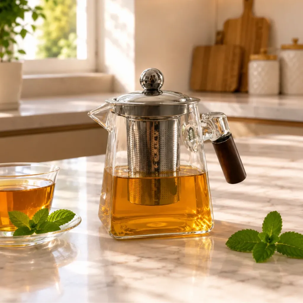 [HKS14-6] Théière En Verre Avec Infuseur En Acier Inoxydable 550 ml
