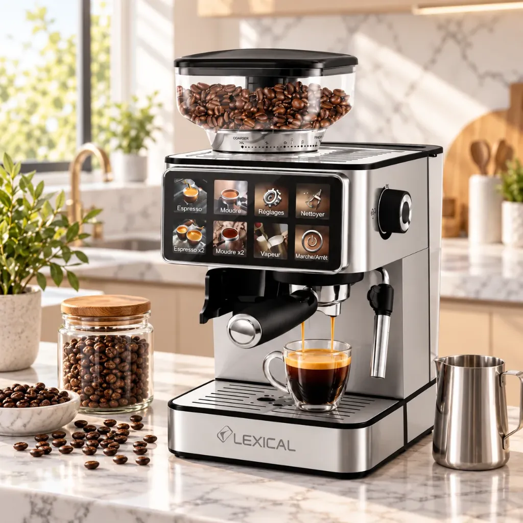 Machine A Café Expresso Multifonction 2 en 1 Lexical Avec Moulin – 1350W – 20 Bars