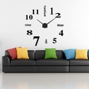 Montre Murale 3D Autocollant 120Cm Noir