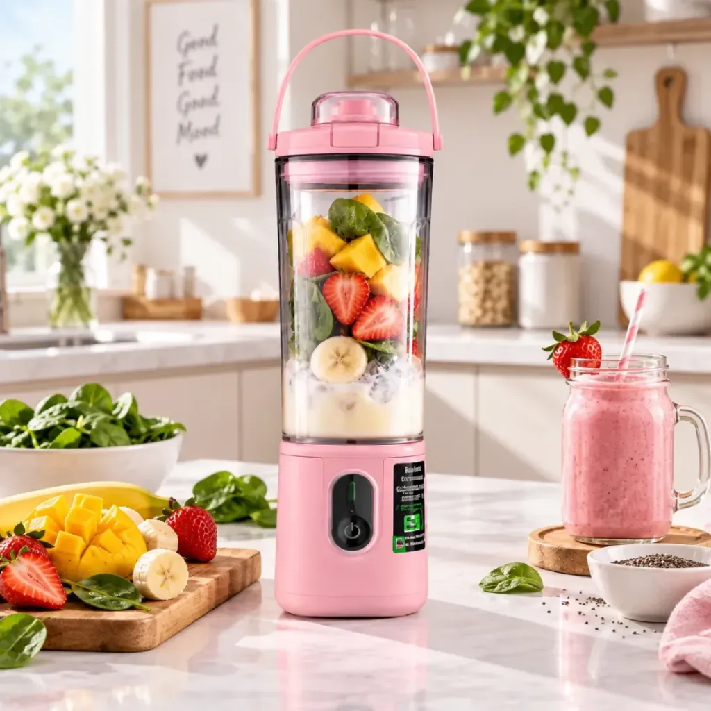 [KJ2206-R] Mini Blender Rechargeable DSP 110W 400ml – Rose