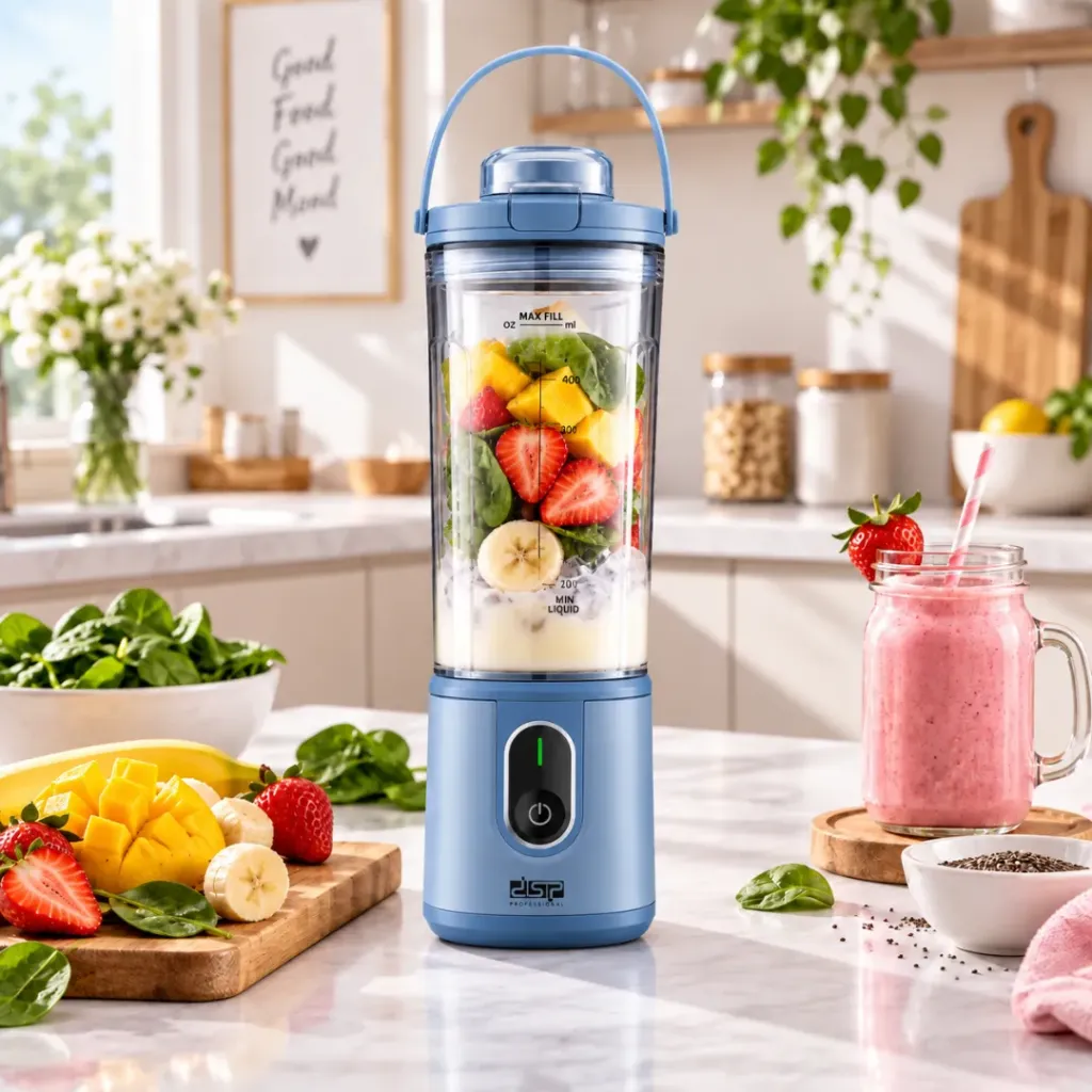 Mini Blender Rechargeable DSP 110W 400ml – Bleu