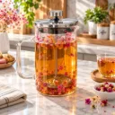 Théière A Piston En Verre Double Paroi 1L- Rouge