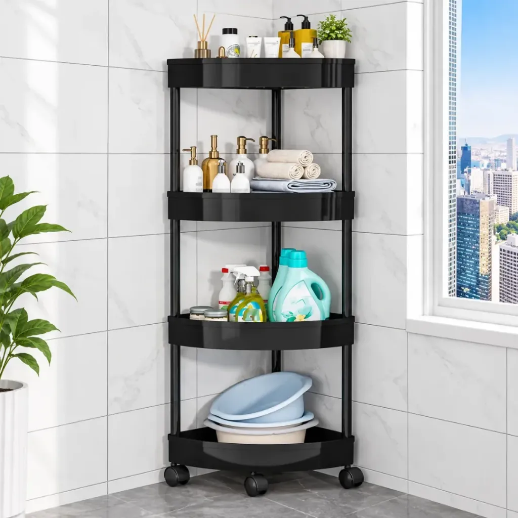 Etagère D'angle Pour Salle De Bain- Noir