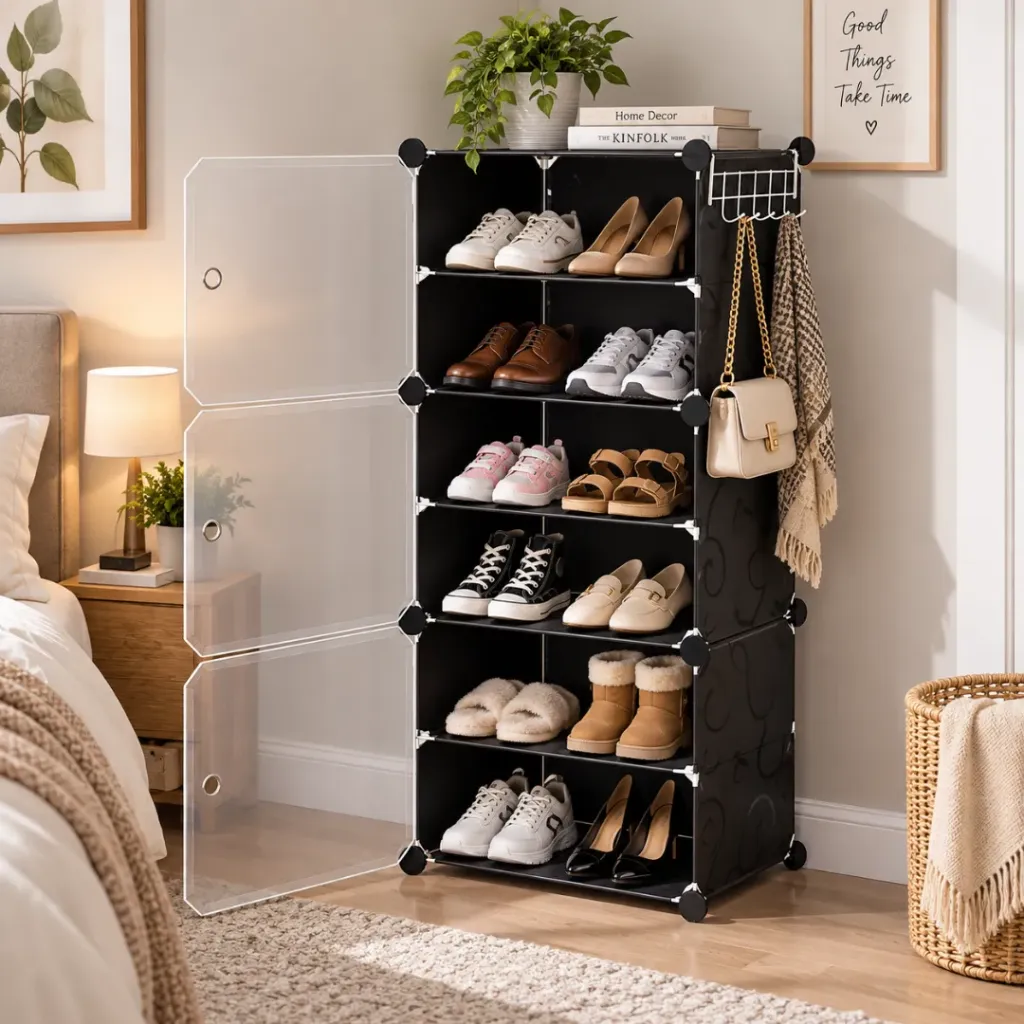 Porte-Chaussures En Plastique-8 Etagères- Noir