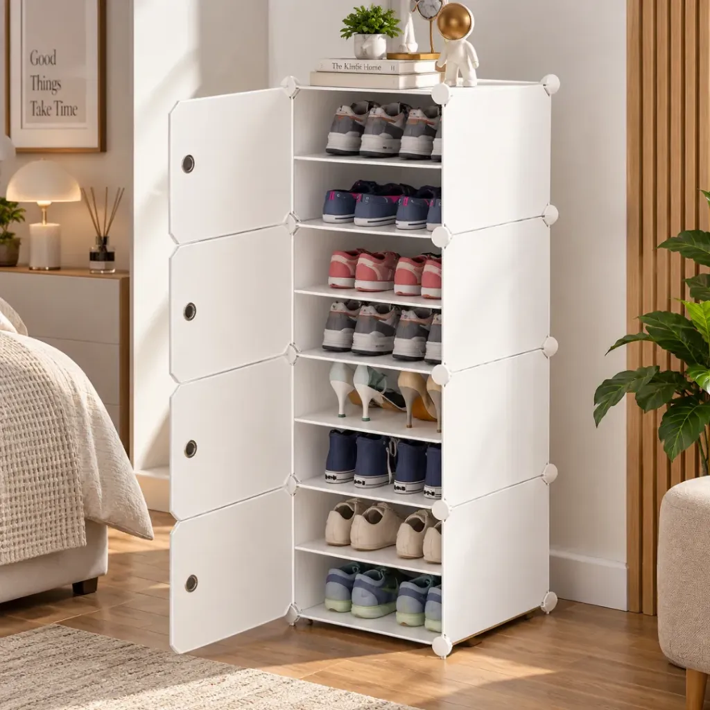 Porte-Chaussures En Plastique-8 Etagères- Blanc