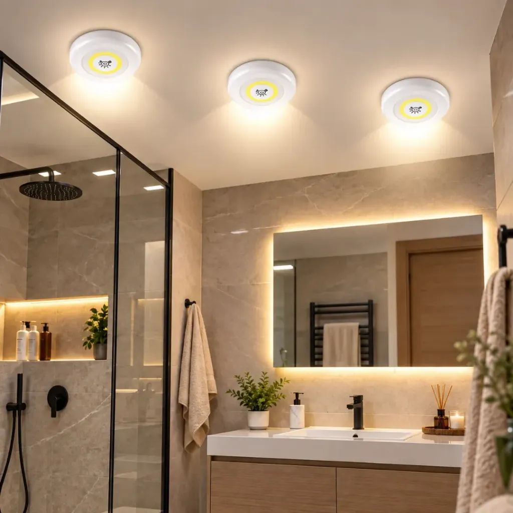 [LED-3RON] Lot De 3 Spots Led Sans Fils Avec Télécommande- Rond