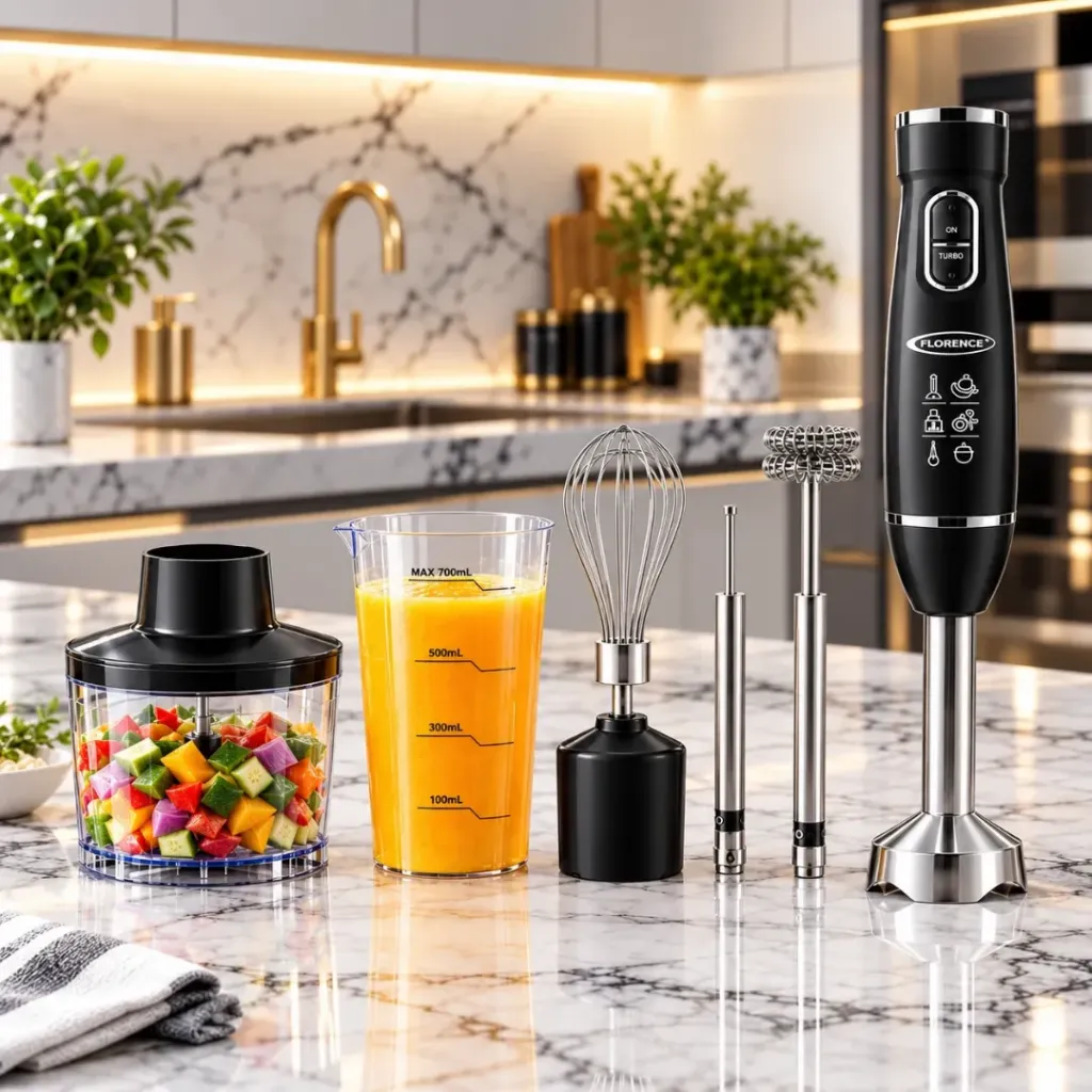 Mixeur Plongeant 5 en 1 Florence- 600W- Noir