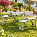 Table Pliante En Aluminium Avec 4 Chaises