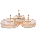 Collection de 3 Bonbonnières en Métal Doré et Verre  M5