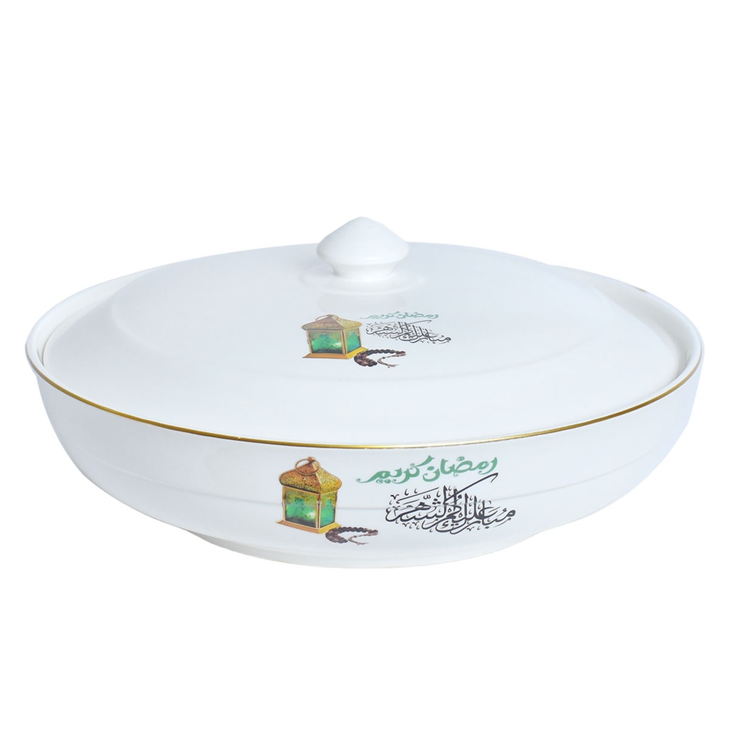 Assiette Creuse 30 Cm avec couvercle En Céramique Ramadan Kareem 