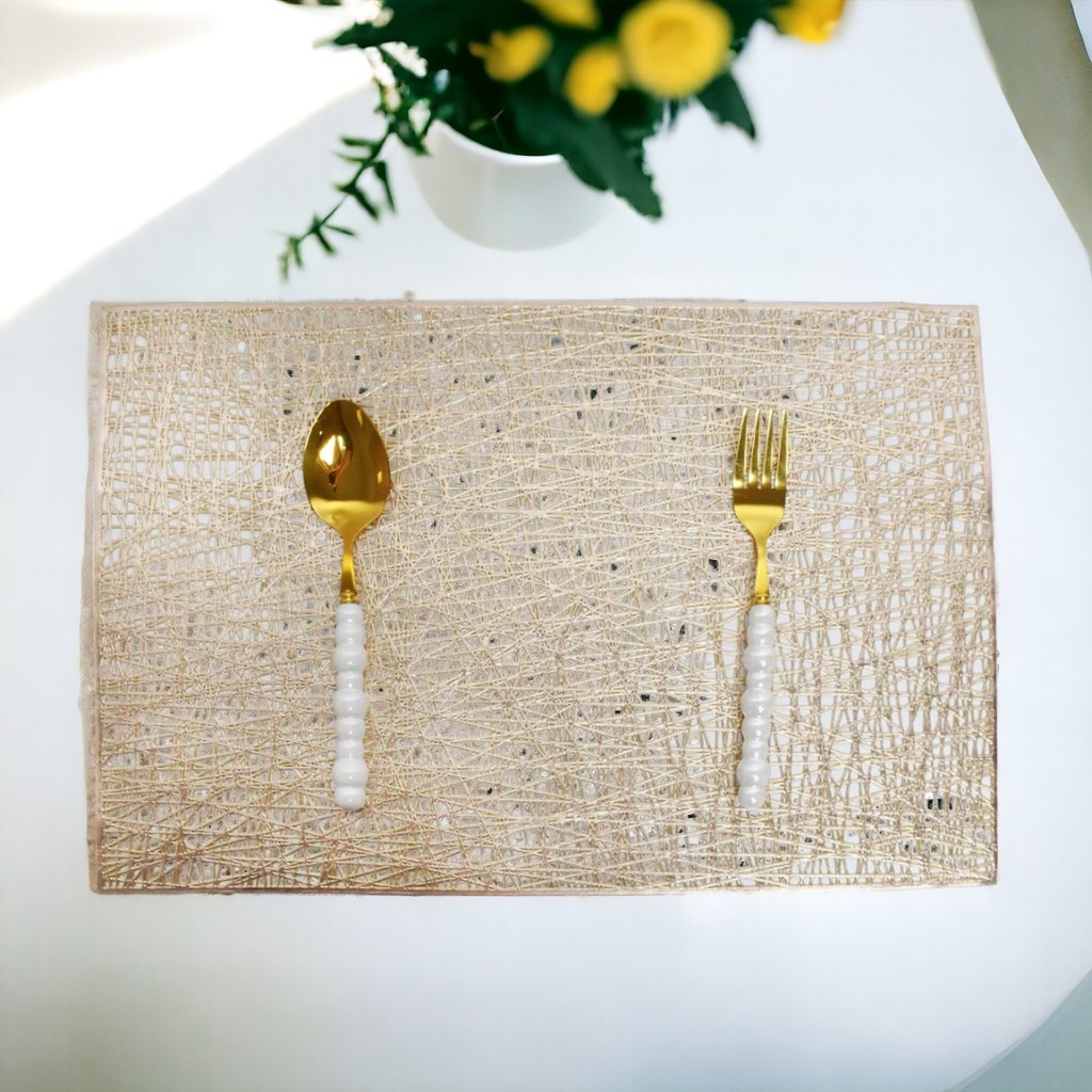 Pack de 2 sous-plats Rectangulaire en plastique Doré