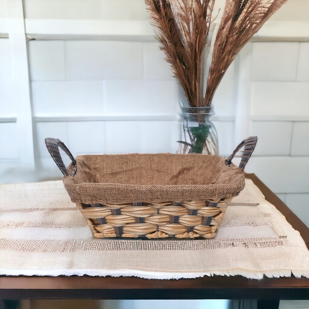 Panier Carré avec tissu Marron