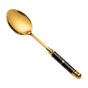 Lot De 6 Cuillères de Table doré poignée en Marbre Noir