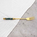 Lot De 6 Petit Fourchettes doré poignée en Marbre Vert