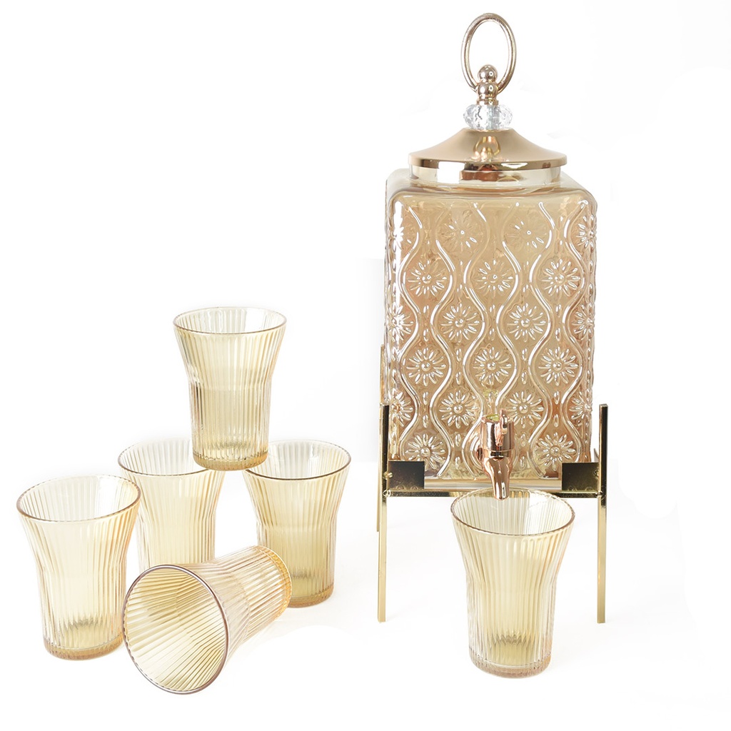 Service À Boisson 7 Pièces avec Distributeur Boisson en verre