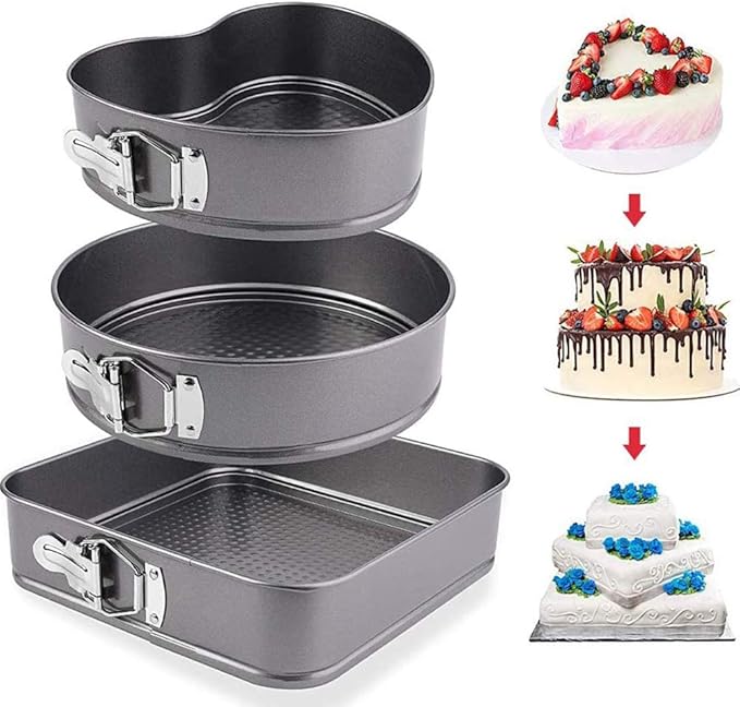 Lot de 3 Moules à Gâteaux Gris En Acier inoxydable