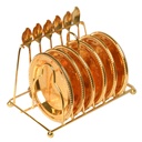 Set de 6 sous tasses et 6 cuillère avec support en acier Doré (M3)