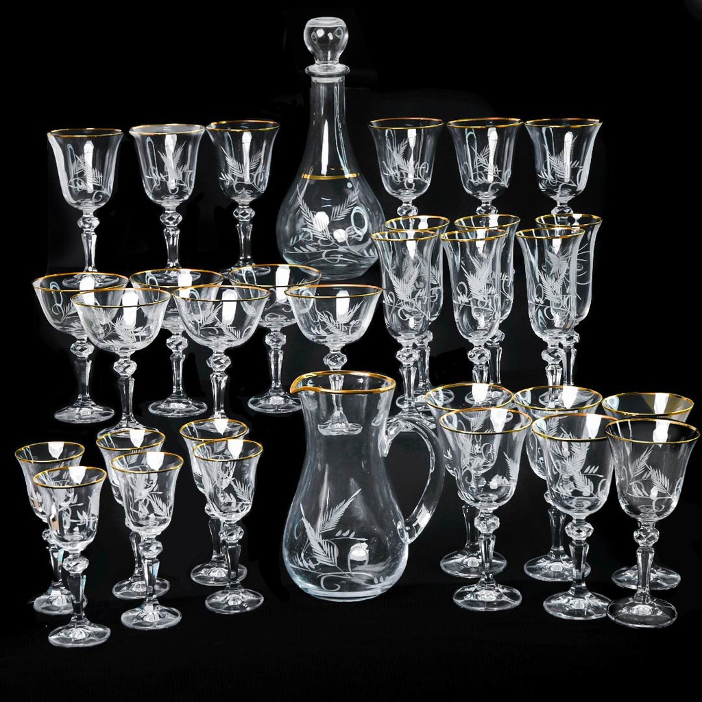 Service Cristal Servizio Italian Design 32 pièces Motif Plume