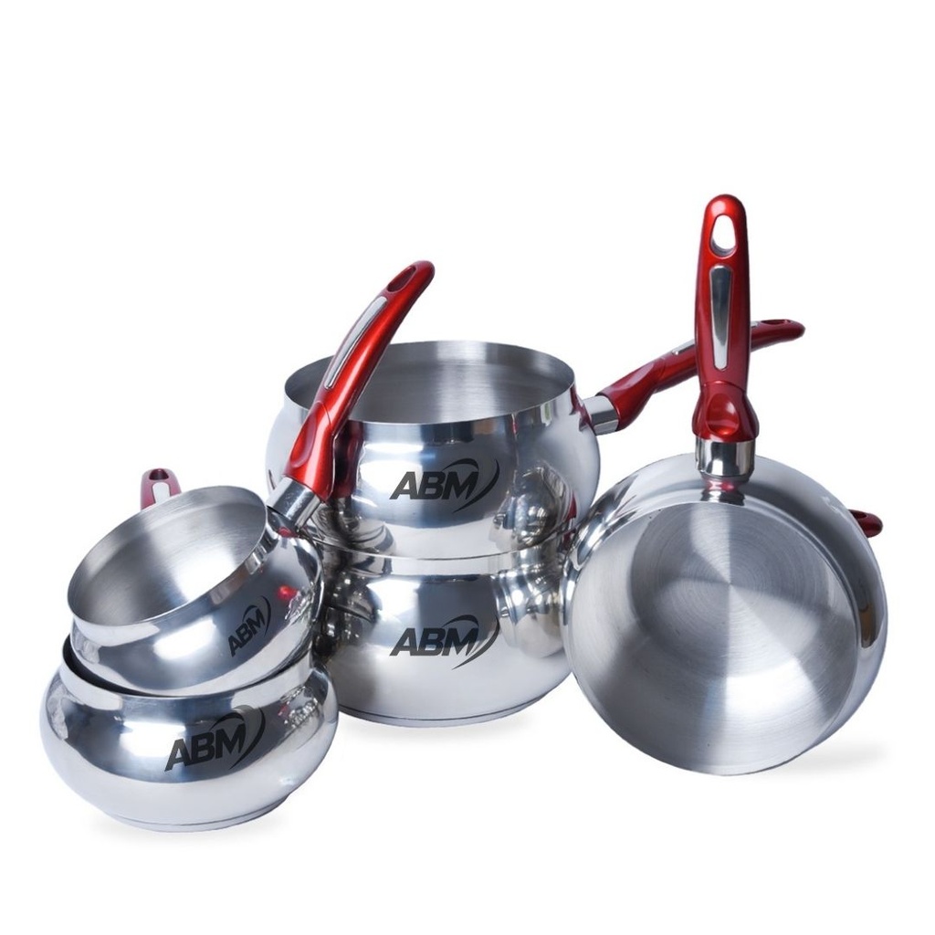 Lot De 5 Casseroles En Émail Bleu Avec Couvercles - Cuisson Gaz/Électrique
