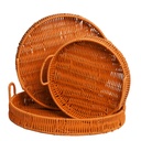 Lot de 3 plateaux En Plastique Marron Clair Rond