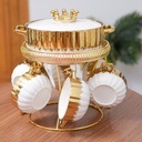 Service À Soupe Blanc & Doré 9 Pièces En Céramique