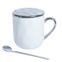 Mug En Céramique Blanc avec Couvercle et Cuillère 