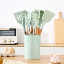 Set D'ustensiles De Cuisine 12 Pièces En Silicone Vert D'eau 