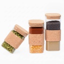 Lot de 3 Boite En verre avec Couvercle en Bois Bambou