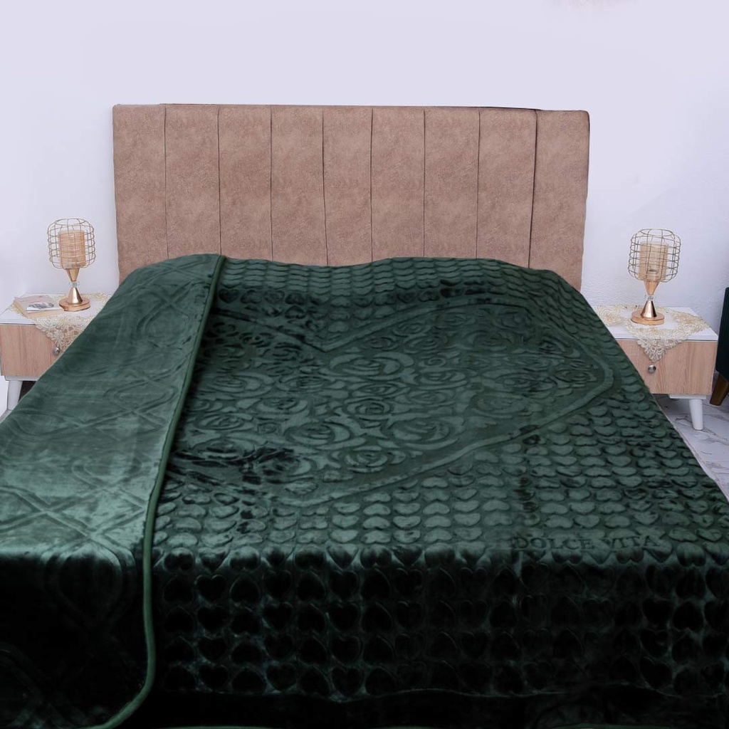 Couverture 2 Places 220/240 Dolce Vita Doubles Faces -M11 Vert | DOKANI