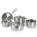 Batterie De Cuisine Vivaldi Crystal 9 pieces En Inox 18/10 Argent