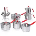 Batterie De Cuisine Sizar 16 Pièces En Inox 18/10 - Rouge