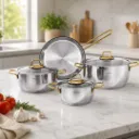 Batterie De Cuisine En Inox 18/10 Vivaldi Perla- 7 pièces  - Doré