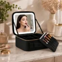 Organisateur De Maquillage Multifonctionnel Avec Miroir LED - Noir