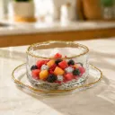 Service A Dessert En Verre Martelé Avec Sous-Coupelles – 12 Pièces