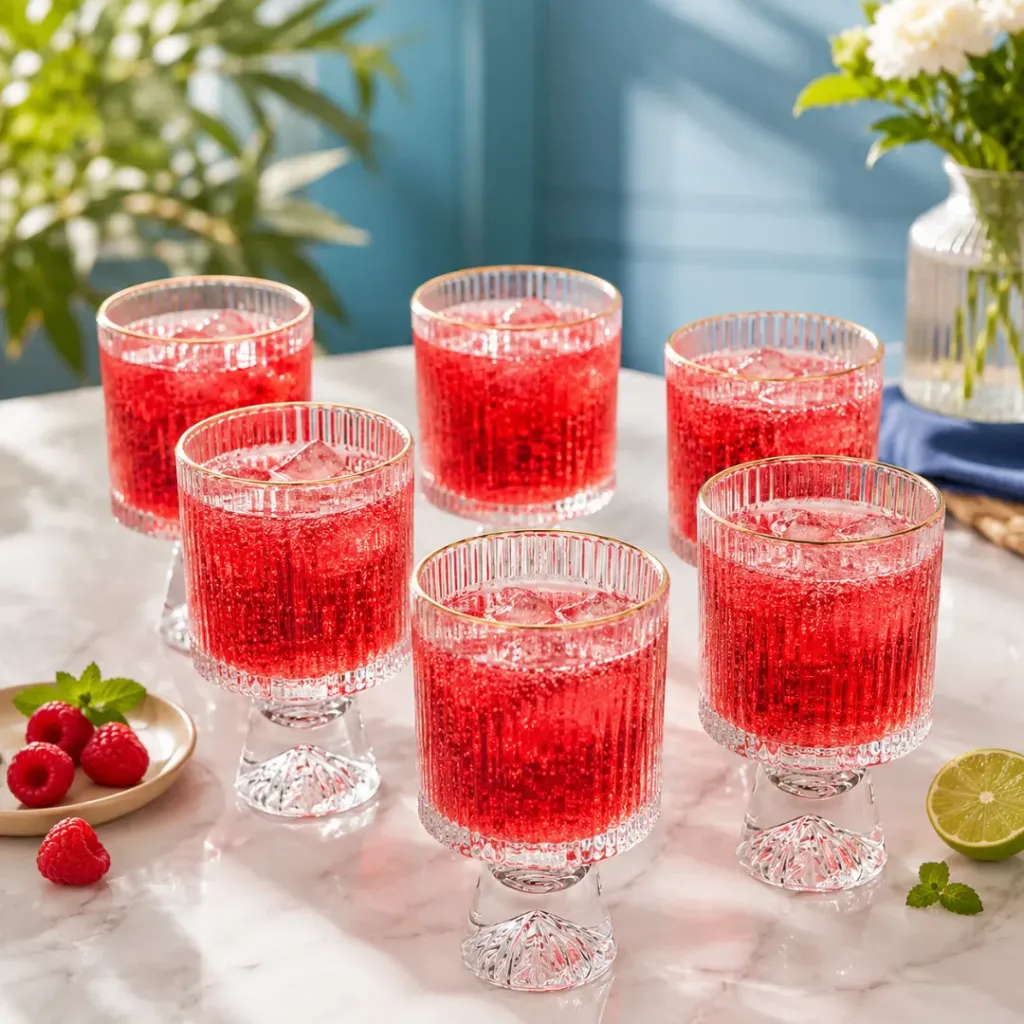 Lot De 6 Verres A Pied Striés 290 ml